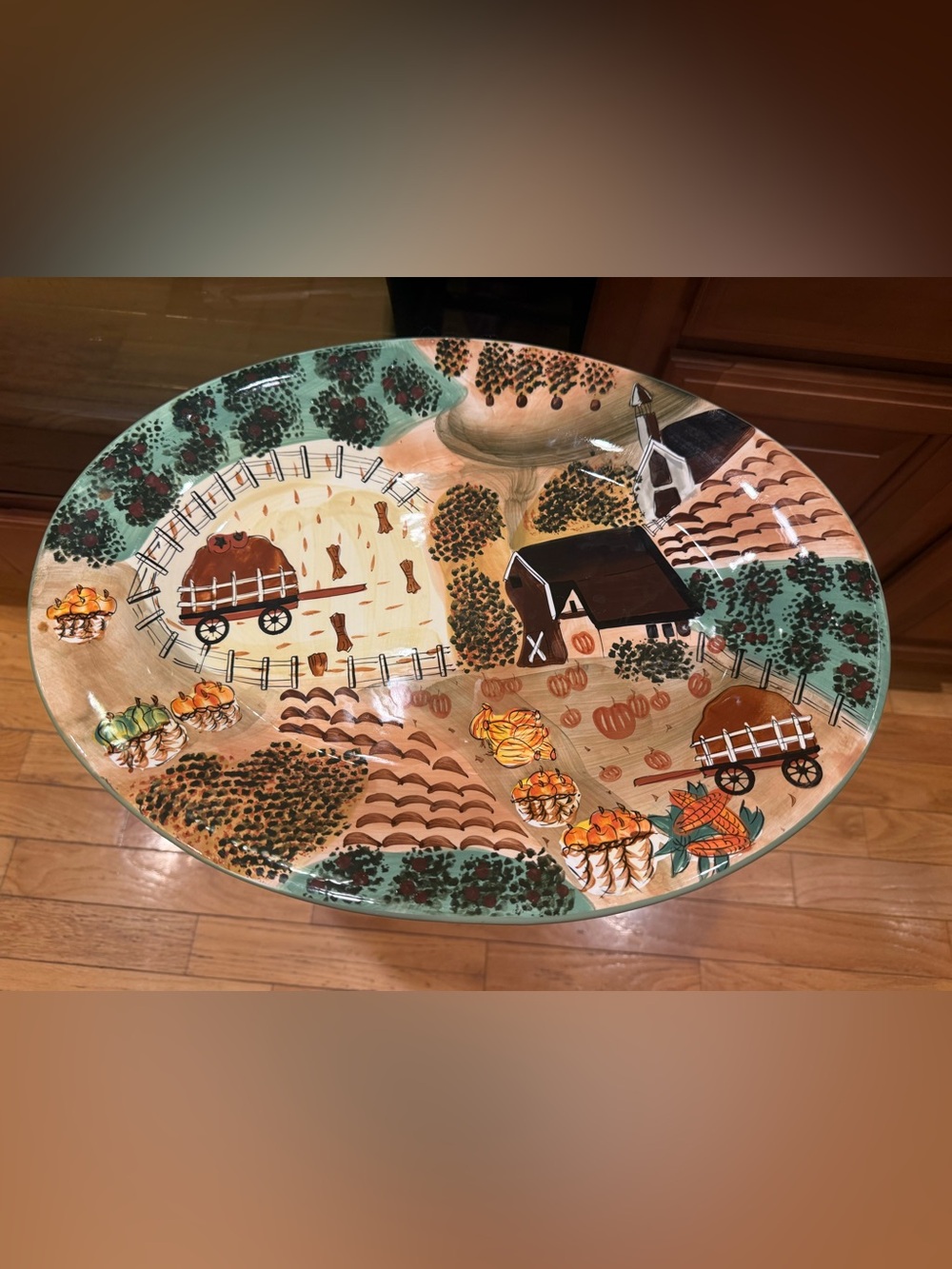 Vintage WCL Pottery Country chic-Fall oval Harvest Decorative Platter -